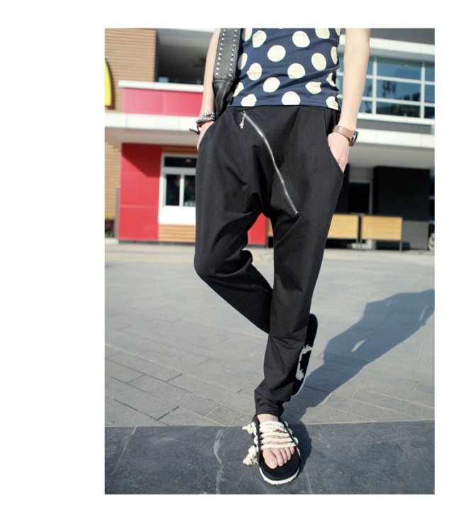 拉链装饰日系另类发型师休闲裤