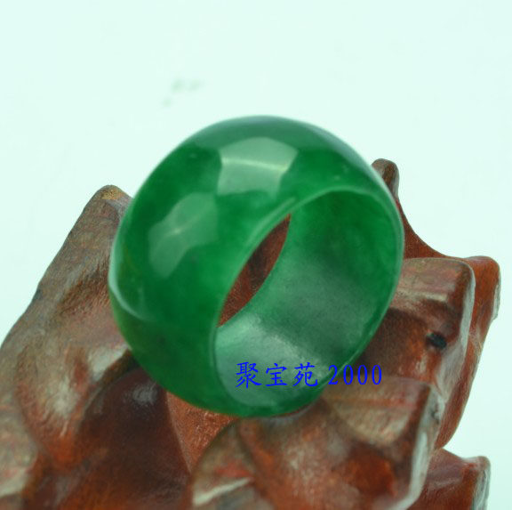 翡翠干青戒指玉器男女款铁龙生扳指玉指环绿色玉石宽戒指
