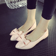 Korean version of the 2015 spring new style women's shoes shoes bow pointed white shoes asakuchi shoes women shoes