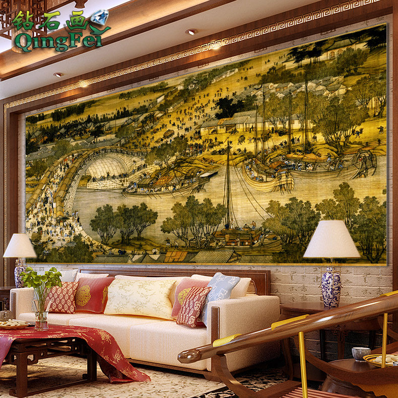 青飞清明上河图一钻石画半景客厅大画风景名画大幅国画满钻