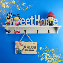 创意田园欧式搁板卧室墙上置物架挂钩简约装饰隔板墙上壁挂衣帽架