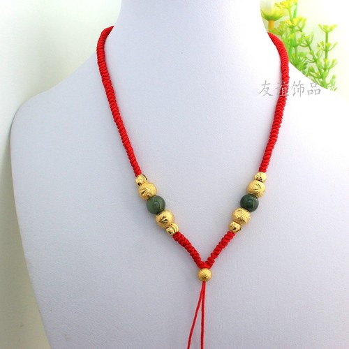 男女士24K黄金转运珠玉红绳子