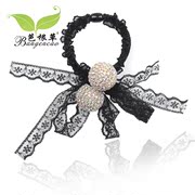 Bagen grass headdress ball full rhinestone pendant flower head band hair band Black elastic band rope tie her hair hair accessories