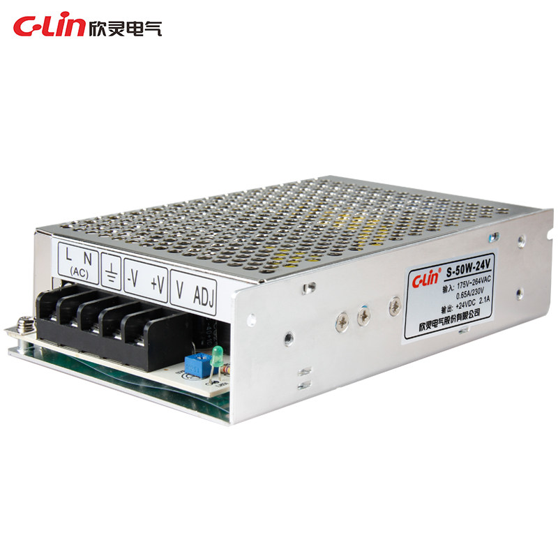 CLIN XINLING 브랜드 S-50W-24V 2.1A 24VDC 출력 단일 그룹 출력 50W 스위칭 전원 공급 장치