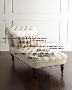 出口法国维多利亚风格铜铆钉纽扣布艺沙发贵妃椅贵妃榻躺椅家具