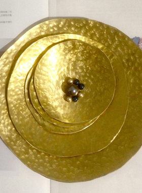 SANTU精致轻奢黄铜手工托盘酒店样板间装饰工艺品水果盘餐具定制