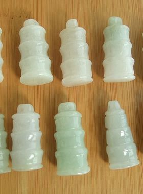 20773 实拍中 实物拍图 缅甸玉天然A货翡翠玉 竹塔 节节高吊坠