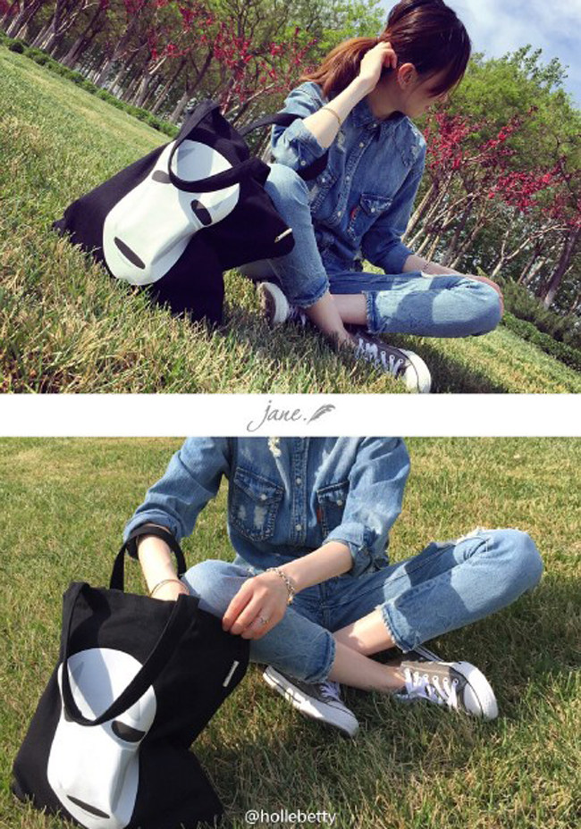 千与千寻无脸男卡通动漫黑色加厚帆布单肩包手提袋斜跨袋环保袋