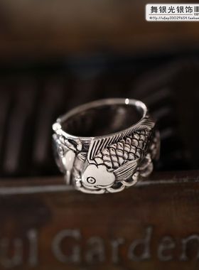 【舞银光◎泰国925银】925银★年年有鱼  宽版  戒指 指环