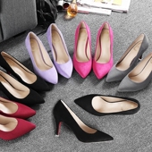 41酒红色42中跟43小码 灰色高跟鞋 绒面40大码 31细跟32尖头5厘米33