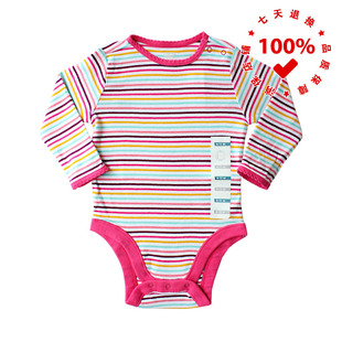 正品OLD NAVY老海军红边彩条婴幼儿连体衣三角款包屁爬服纯棉哈衣