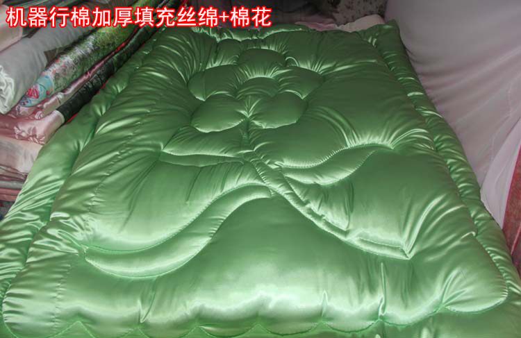 超厚行棉被丝棉被仿真丝很滑柔软丝被结婚漂亮丝绸绗缝被羽丝棉被