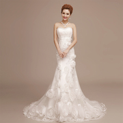 2015 new bridal wedding dress gown fishtail gown with purple spring simple red line in thin summer small tailed drill