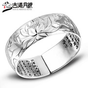 S990 trail month silver sterling silver bracelet women folk style wide open pure silver bracelets with Heart Sutra of the lotus flowers