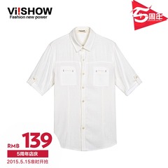 Viishow2015 summer dress New England solid color linen short sleeve shirt short sleeve shirt white shirt