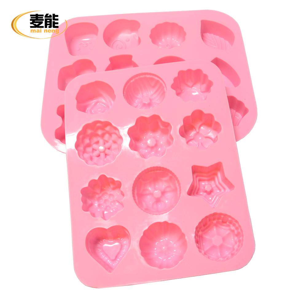 烘焙 12连花草动物 硅胶蛋糕模具 巧克力布丁果冻月饼模