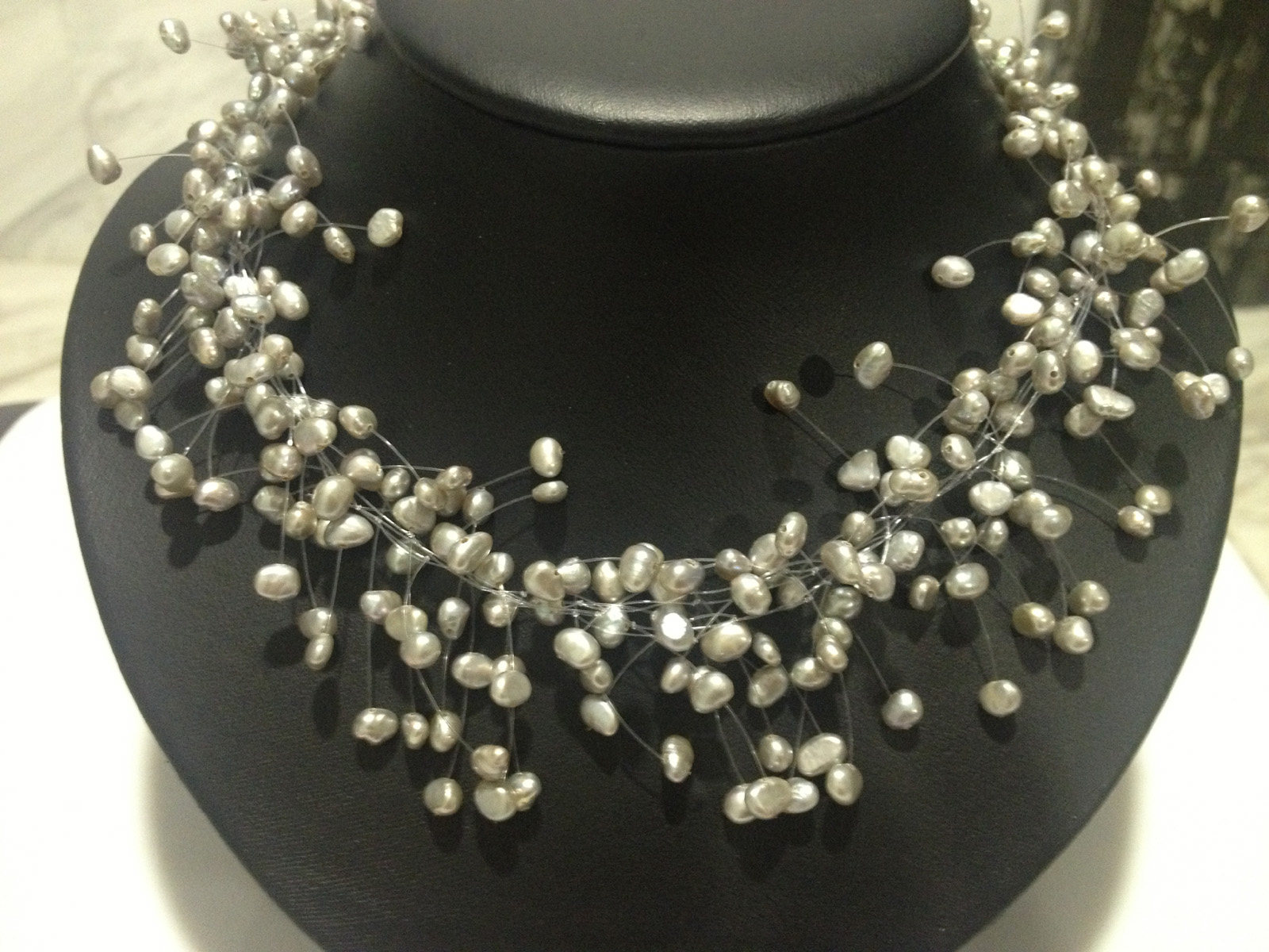 银灰色珍珠项链紫珍珠项链天然满天星珍珠项链多层扁珍珠项链异形