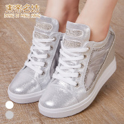 Dong Fang fall 2015 new round head with Rhinestone piping shoes mesh breathable inner high casual shoes