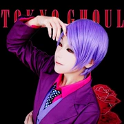 Tokyo Ghoul Tokyo 月 月 月 月 tím mặt ngắn tóc ngắn tóc giả bằng lụa nhiệt độ cao - Cosplay