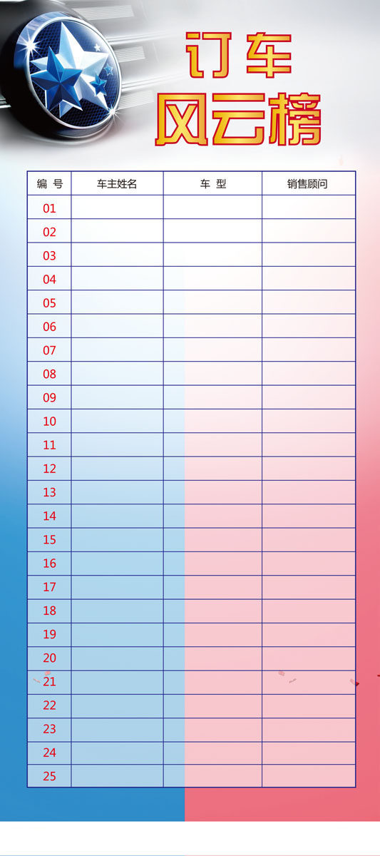 729海报印制展板写真喷绘贴纸922订车风云榜背景0