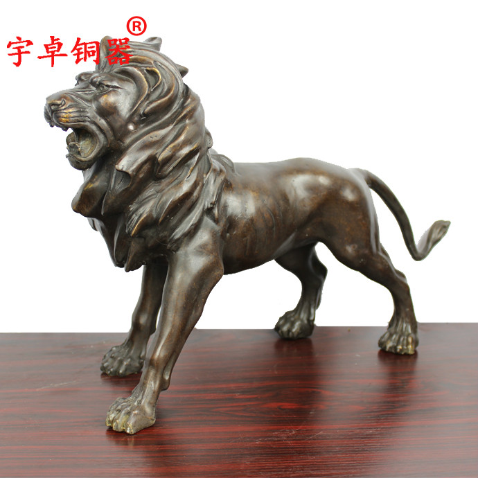 宇卓铜器铜狮子家居装饰工艺品摆件 纯铜狮子黄铜狮子