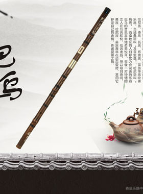 森雀品牌 双插口紫竹刻诗可调F调 G调 初学成人儿童横吹巴乌乐器