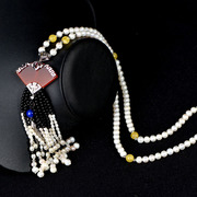 Thai Thai-Chinese freshwater pearls 925 sterling silver inlays tassels honey wax ethnic necklace