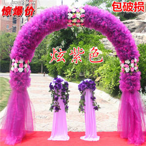 新款婚庆花门绢花拱门结婚心形花门雪纱门成品花拱门开业庆典花门