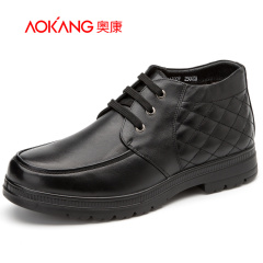 Aucom high men's shoes men's business casual shoes round head with comfortable boys cotton winter warm shoes