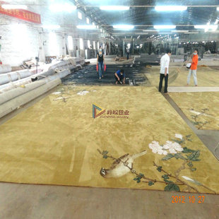 峥嵘手工羊毛地毯加厚中式花鸟客厅地毯茶几沙发卧室地毯书房定做