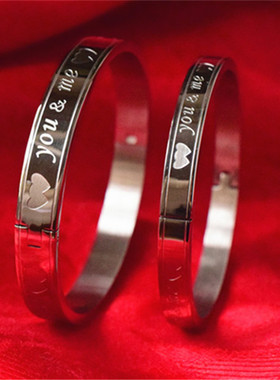 日韩风钛钢情侣学生手链送女友