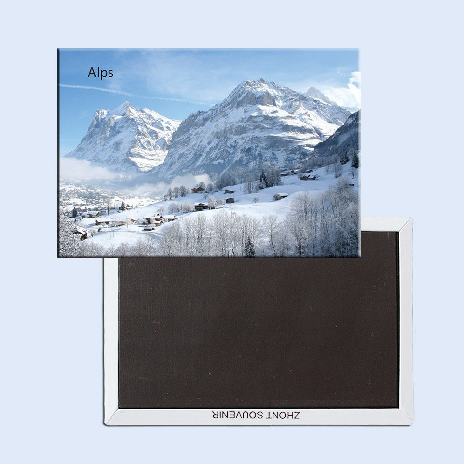 欧洲阿尔卑斯山勃朗峰无敌雪景旅游纪念磁性冰箱贴5360