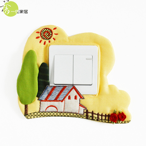 新品开关套+布艺 手工创意墙贴开关贴插座套壁火贴（艳阳下）