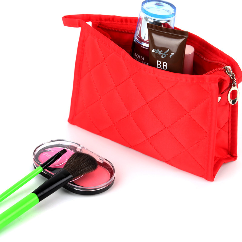 aihuiji女士化妆包经典格菱化妆包大小号化妆袋手包收纳包大容量