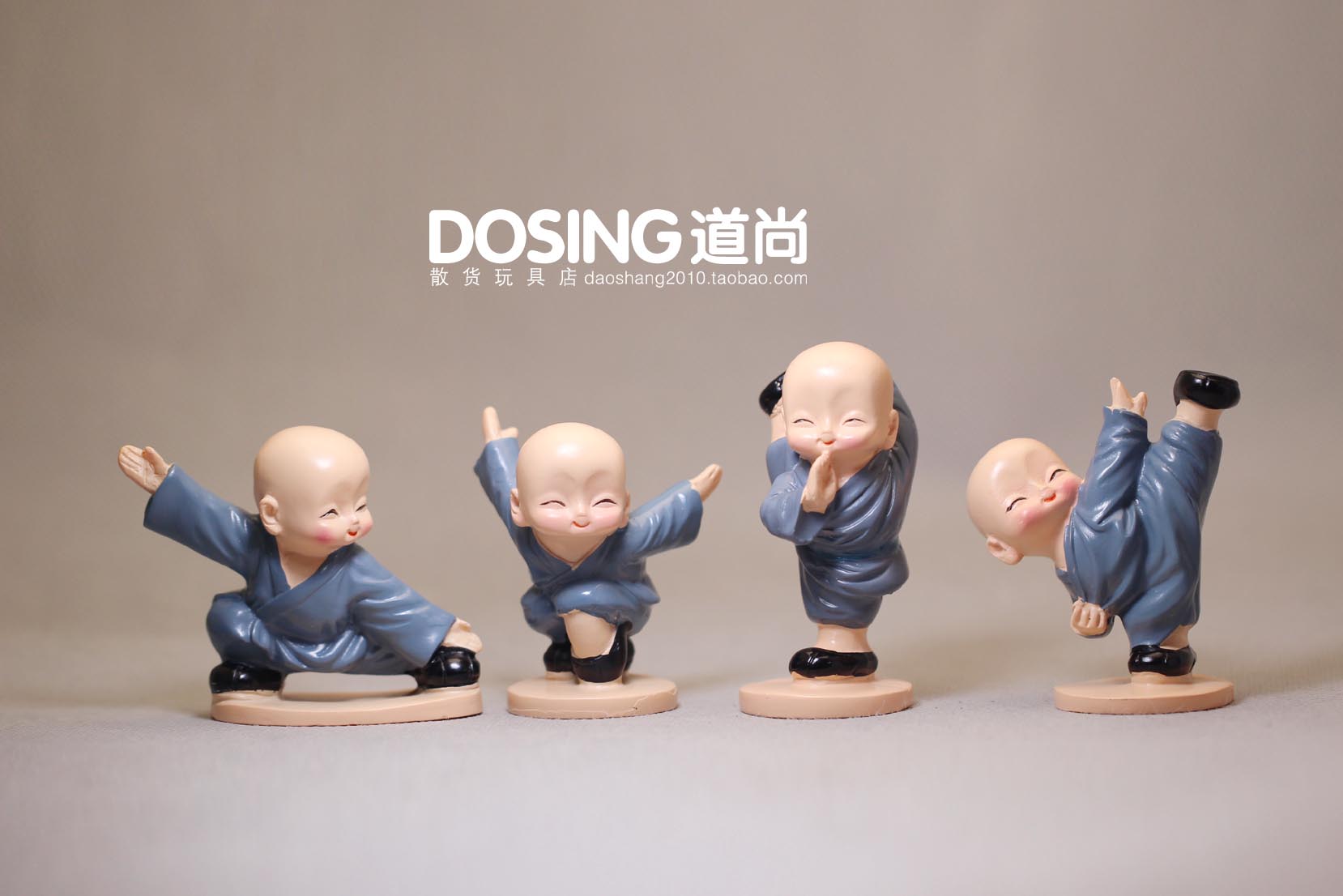 外贸正版 少林功夫小和尚 武术 树脂 人偶手办模型 汽车公仔摆件