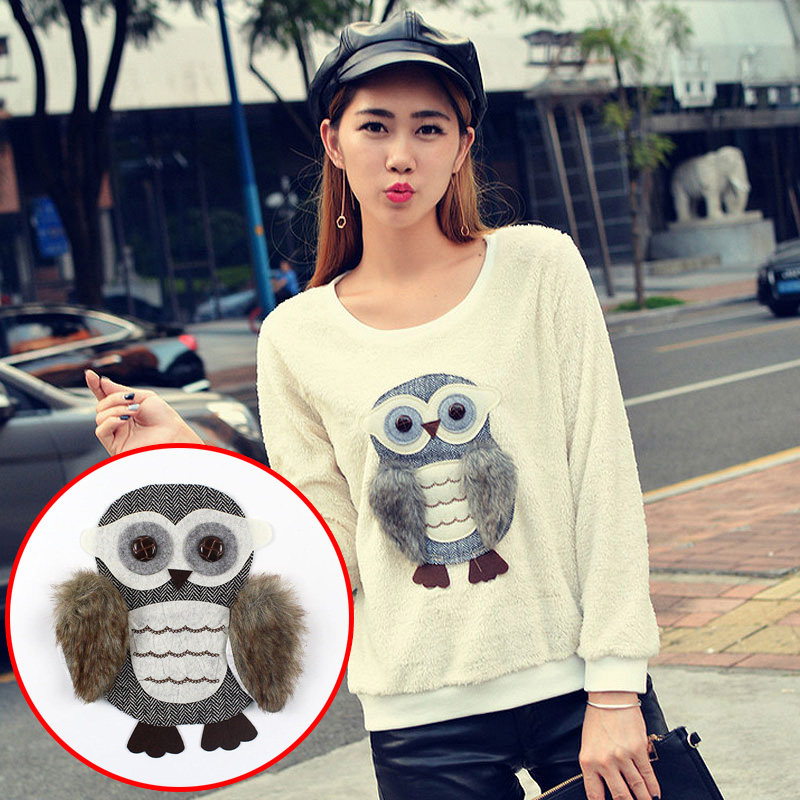 时尚衣服贴服装辅料破洞补丁贴diy大号猫头鹰布贴花装饰毛衣外套