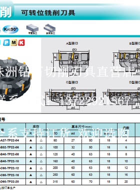 株钻90度面铣刀盘FMP01-080-A27-TP22-04 FMP01-160-B40-TP22-10