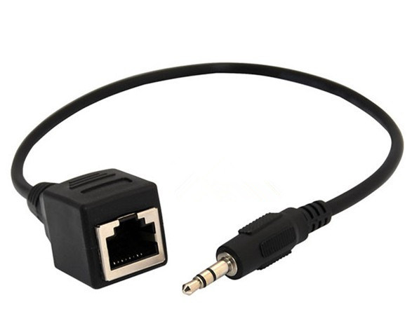 雷石点歌转接线  DC 3.5MM音频转RJ45母口 RJ45转3.5触摸屏连接线
