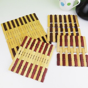 6个装精品厨房锅垫隔热垫方型圆形竹垫餐桌垫杯垫桌面防烫餐垫