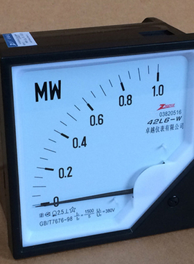 [卓越]优质 三相有功功率表 42L6-W 1MW 1500/5 380V 120*120mm