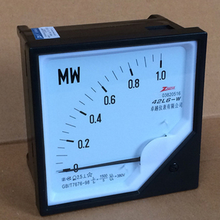 [卓越]优质 三相有功功率表 42L6-W 1MW 1500/5 380V 120*120mm