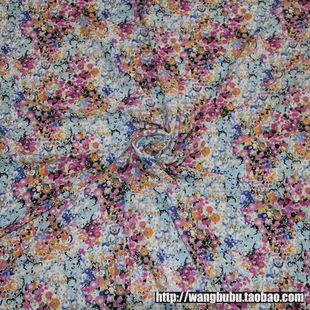 新款 面料 现代油画紫葡萄雪纺布料田园小碎花披肩连衣裙暗格子服装