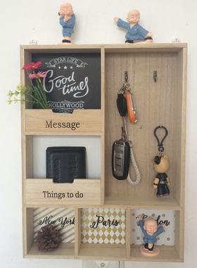 家门口放钥匙挂钩收纳玄关壁挂式置物架摆件展示架装饰挂件