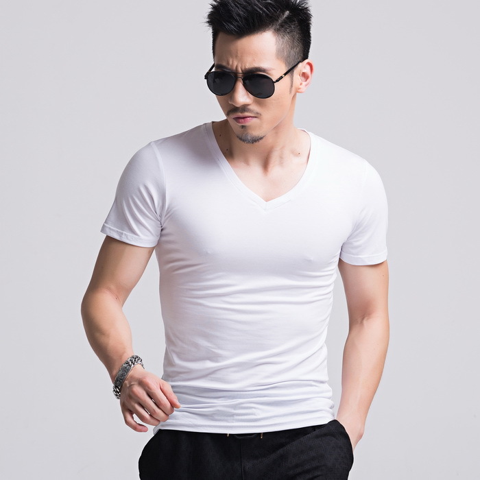 男士韩版休闲半袖v领t恤