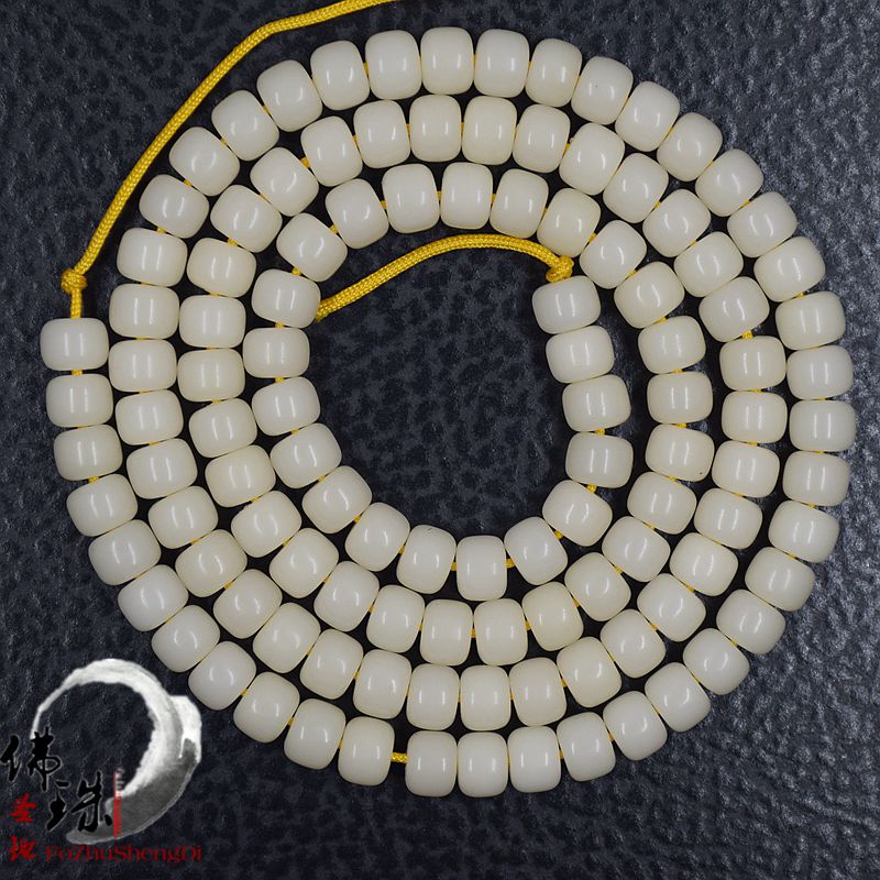 精工天然白玉菩提根桶珠108颗手串手链散珠配饰 高密顺白佛珠项链