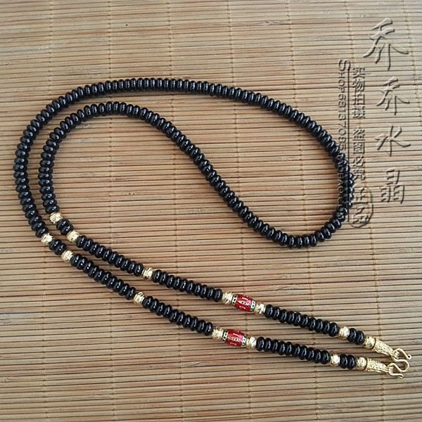 黑玛瑙盘珠水晶唐卡项链泰国佛牌毛衣挂链不掉色配件可定制