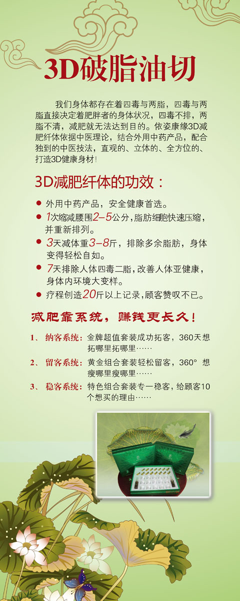 350海报展板办公贴画1858养生美容3D破脂油切减肥纤体功效psd