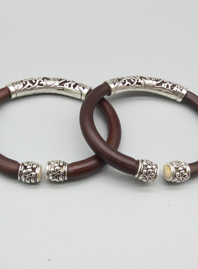 西藏山南鸡血藤假无节银款手镯