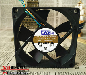 台湾 AVC DA08020B12U 12V 0.46A 8CM4线CPU散热风扇80*80*20MM