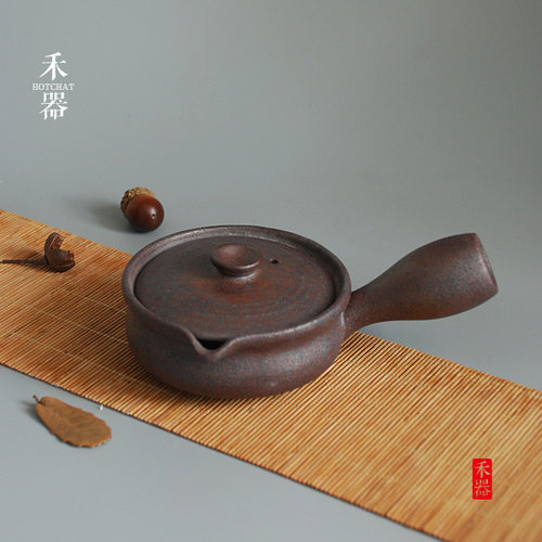 纯手工粗陶侧把功夫茶具